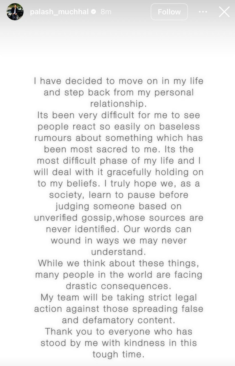 Photo Credit: Palash Muchhal Instagram