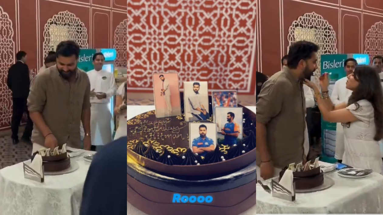 WATCH- Rohit Sharma celebrates his 38th birthday with wife Ritika in a Jaipur hotel