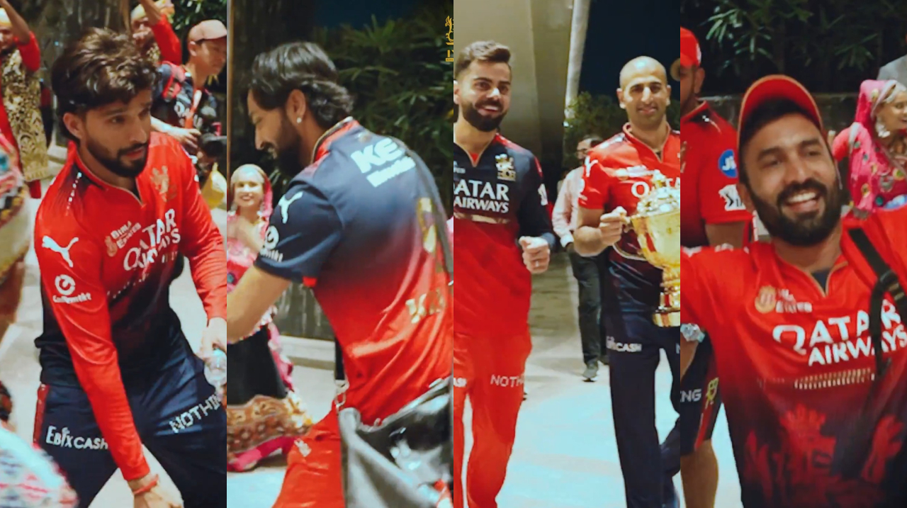 RCB players celebrating IPL win at team hotel | RCB X