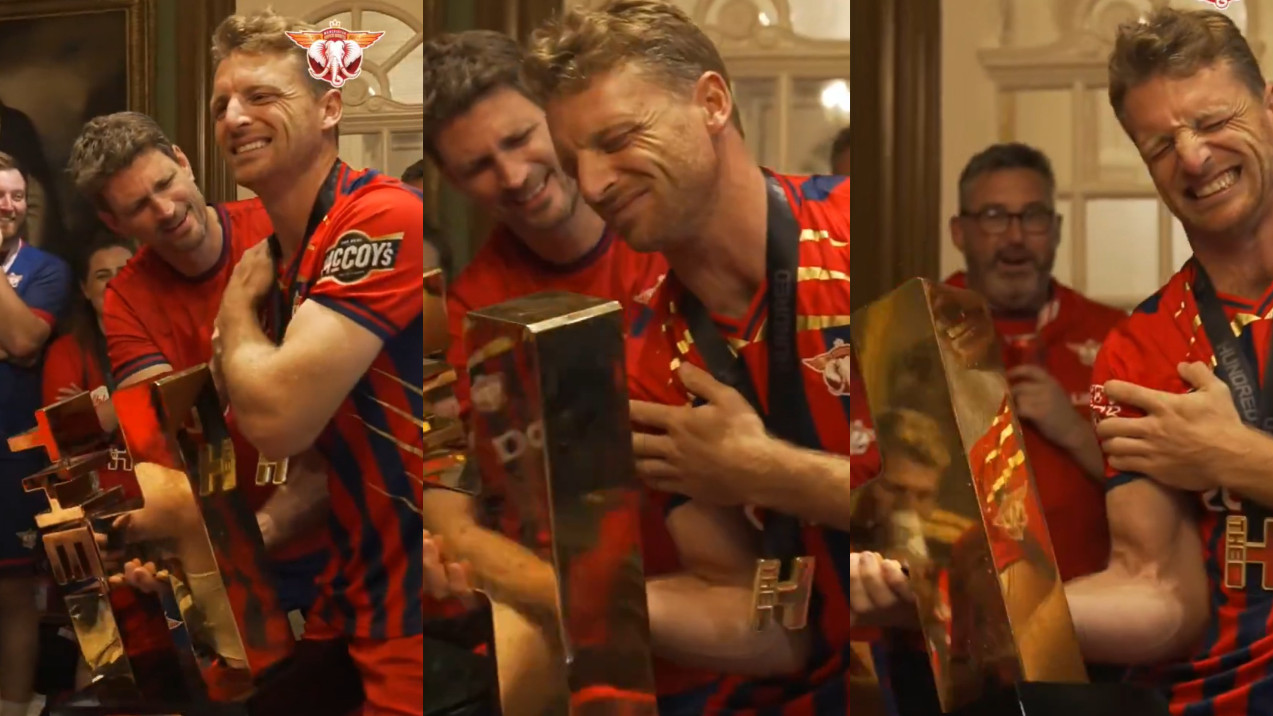 WATCH- Jos Buttler flexes his muscles while mock weightlifting the Hundred Trophy as Manchester Super Giants become champions