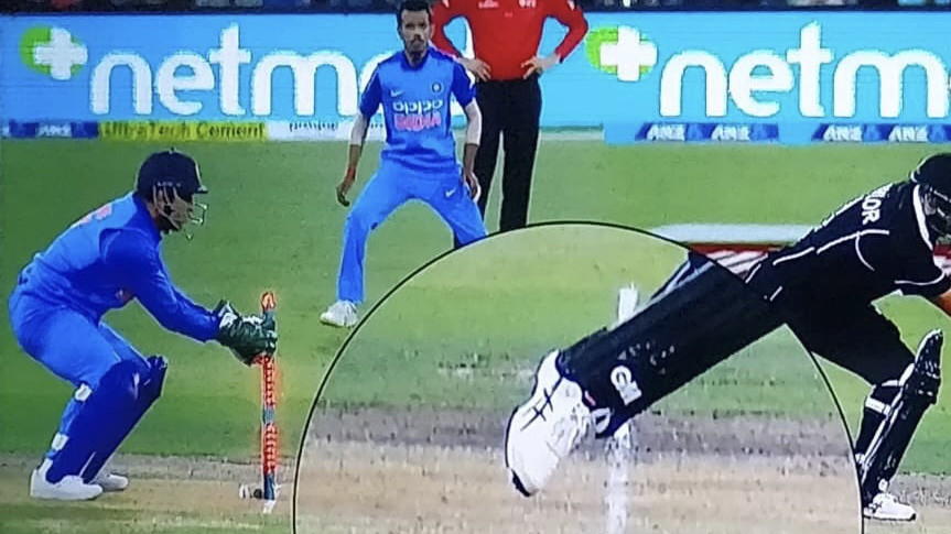 MS Dhoni inflicted a quick stumping to remove Ross Taylor off the bowling of Jadhav
