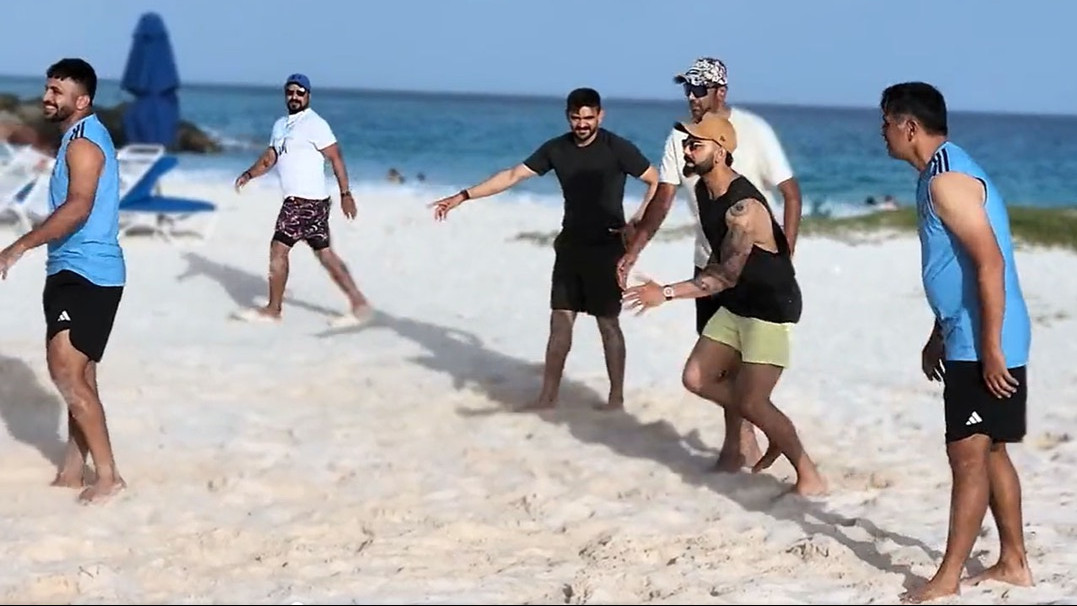 WI v IND 2023: WATCH – Indian players, support staff members engage in beach volleyball session after landing in Barbados