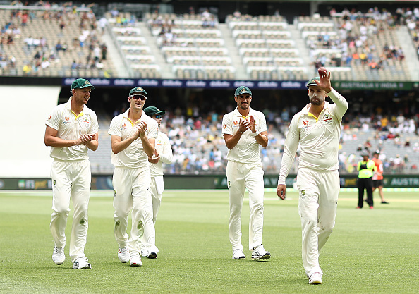 Nathan Lyon leads the Australian side off after his 5-fer | Getty Images