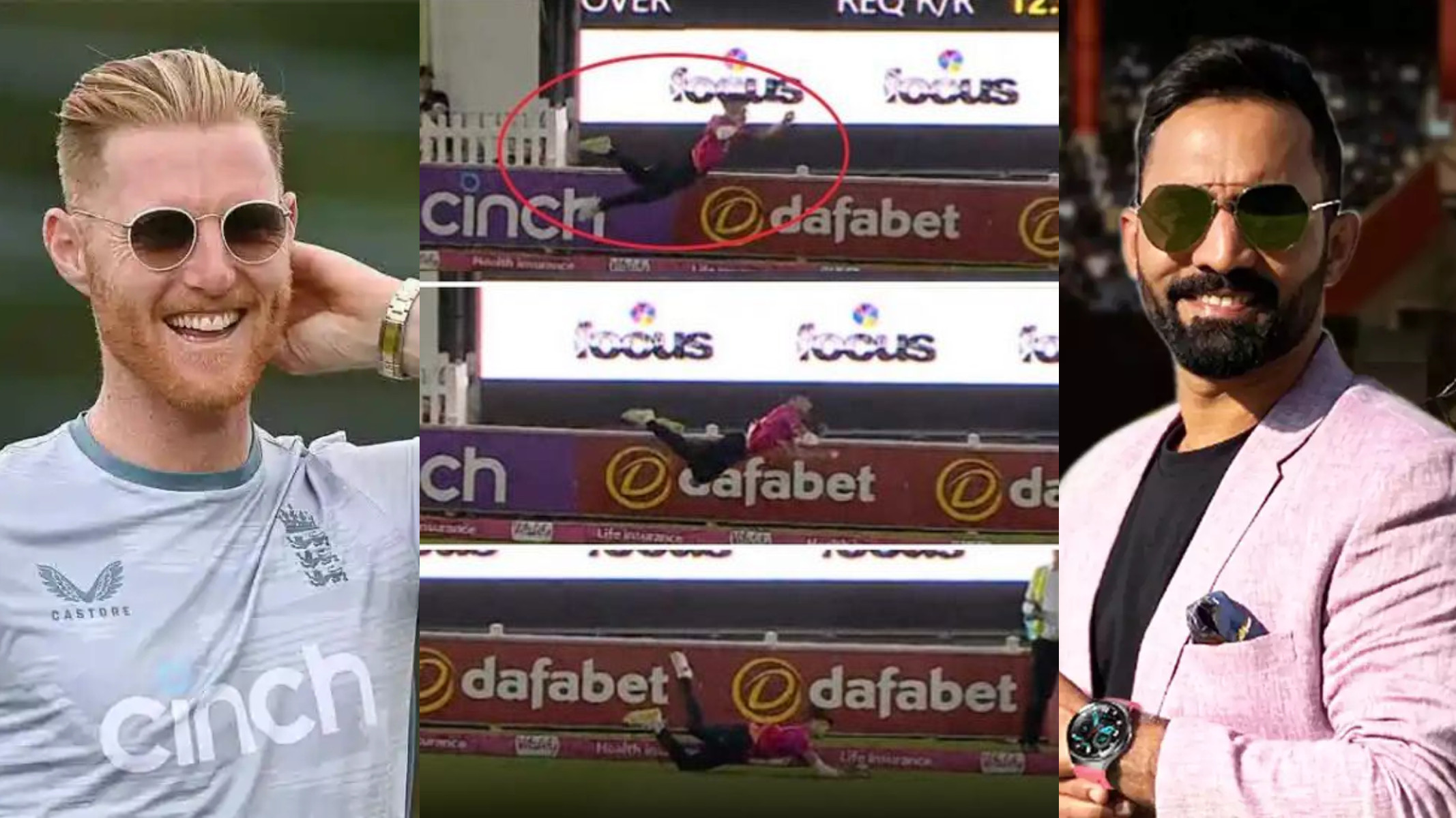 WATCH- “Filth”- Ben Stokes and Dinesh Karthik react to Brad Currie’s “best catch of all time” in the T20 Blast