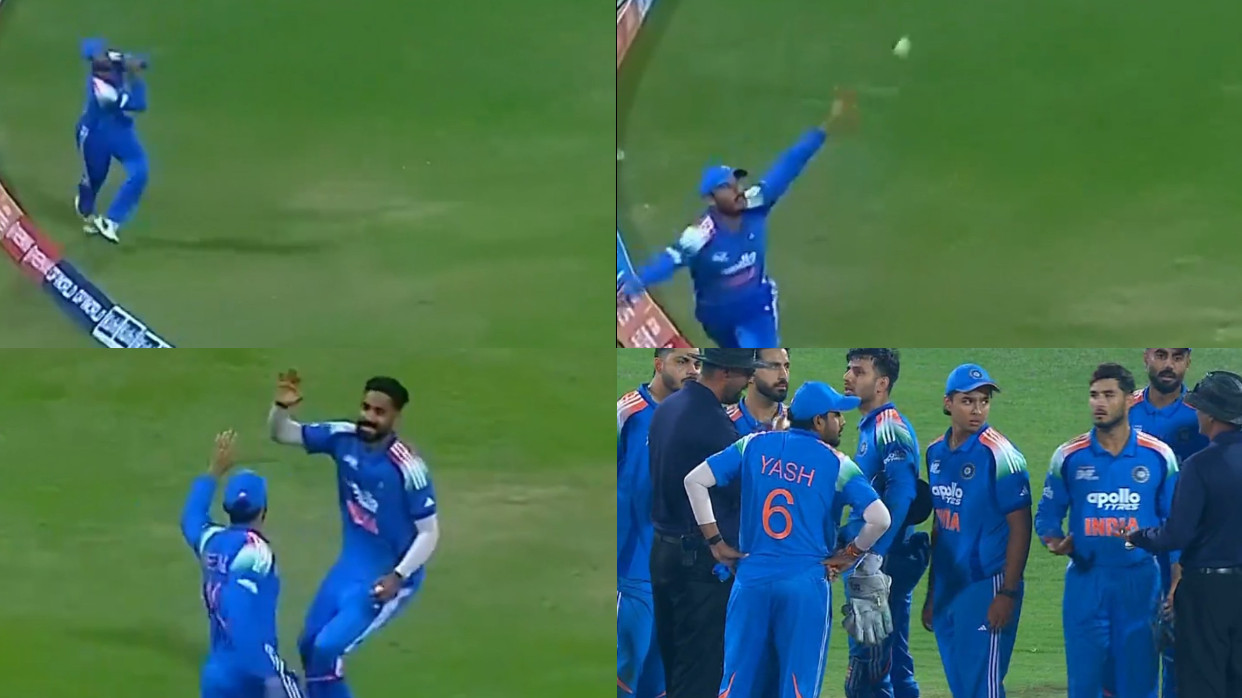 WATCH- India A shocked as Maaz Sadaqat survives Wadhera–Dhir relay catch; TV umpire says not out