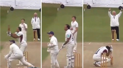 The cricketer was on his knees in despair and disbelief of smashing the window of his own car