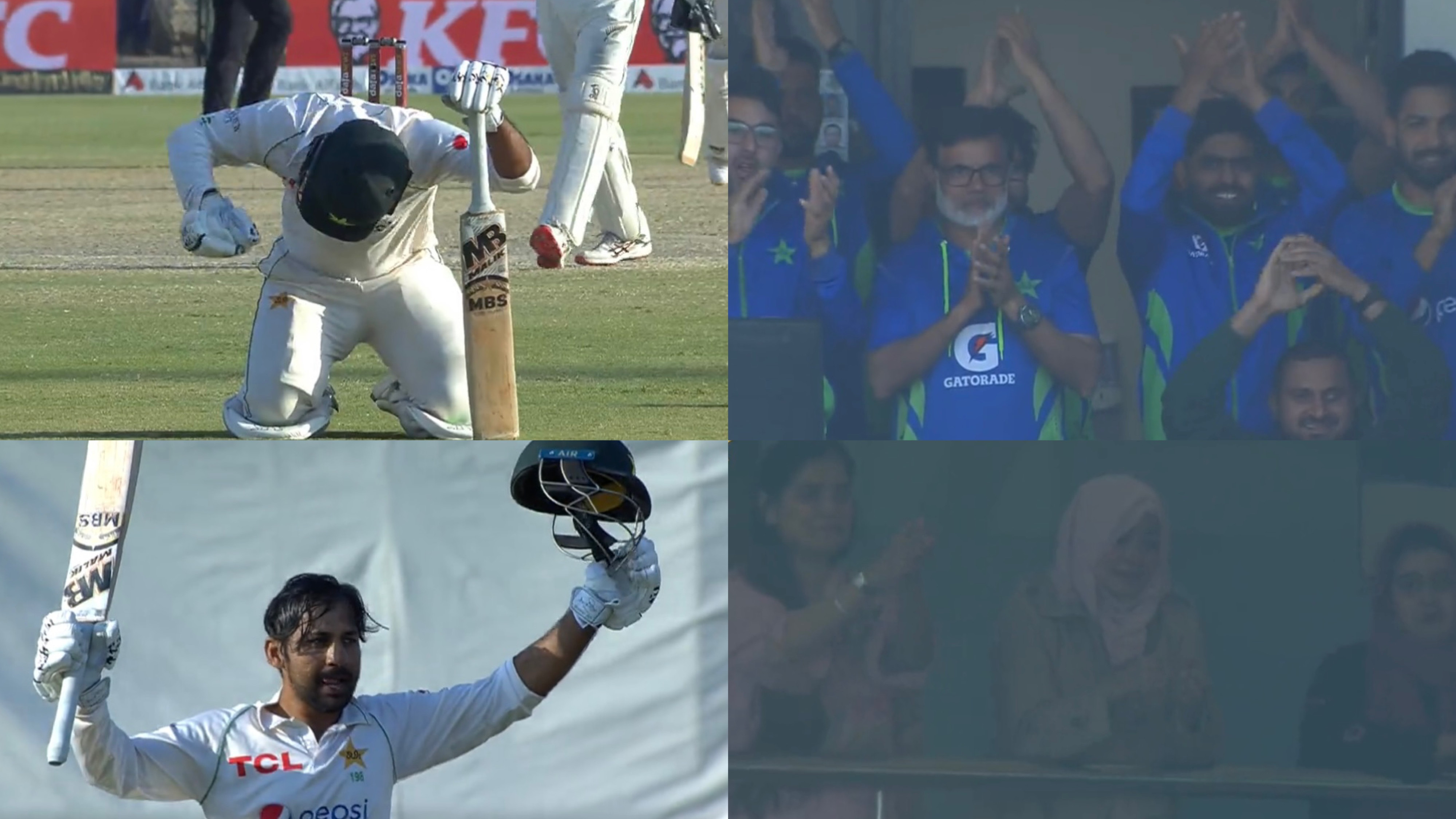 PAK v NZ 2022-23: WATCH - Sarfaraz Ahmed celebrates his ton emotionally; gets applauded by teammates and wife