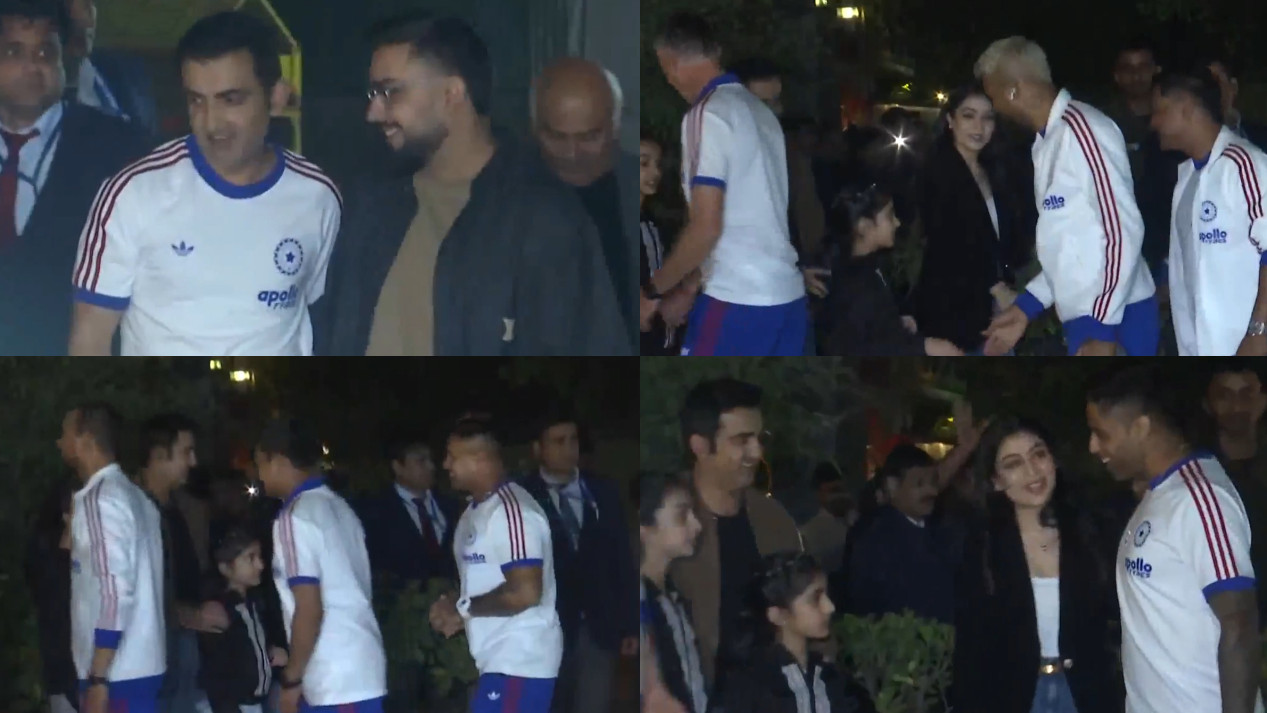 T20 World Cup 2026: WATCH- Indian team visits coach Gautam Gambhir’s house for special dinner in Delhi before Namibia game
