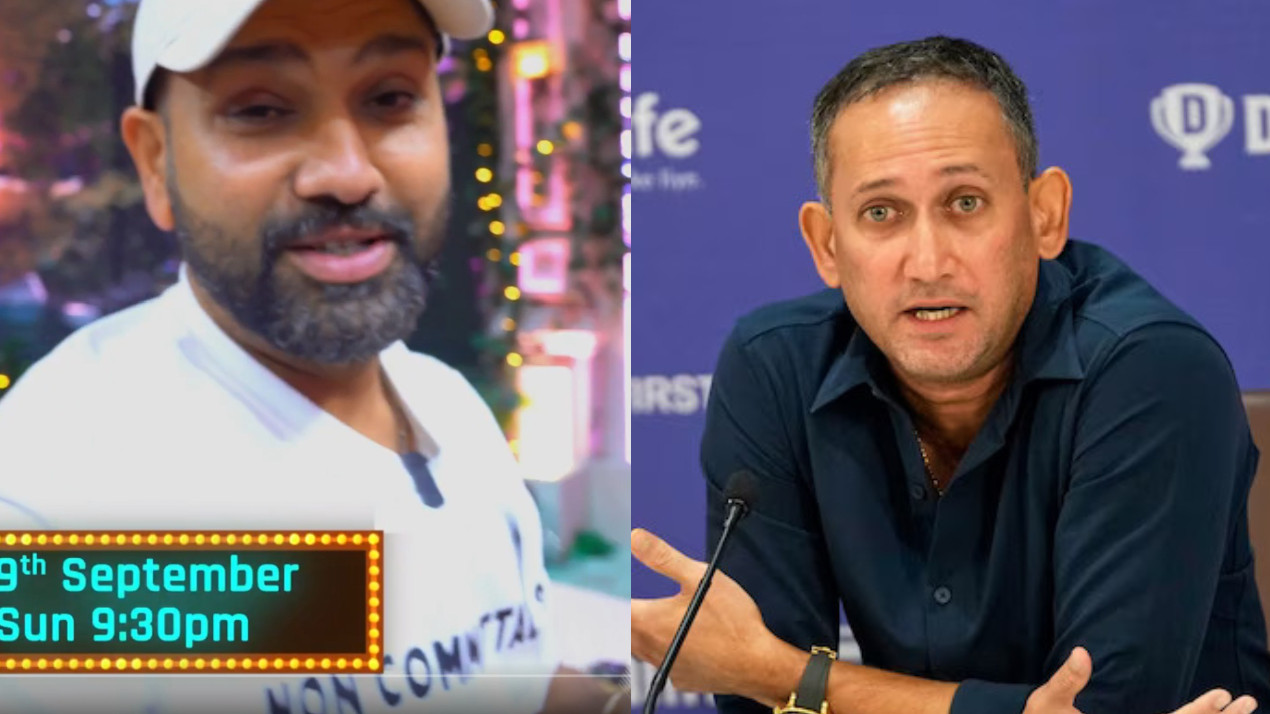 WATCH- Rohit Sharma wears T-shirt with “Non-committal?” message on it; Fans link it to chief selector Ajit Agarkar