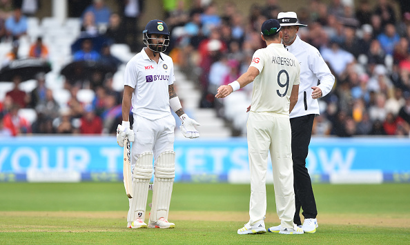 KL Rahul, James Anderson, and Michael Gough | GETTY