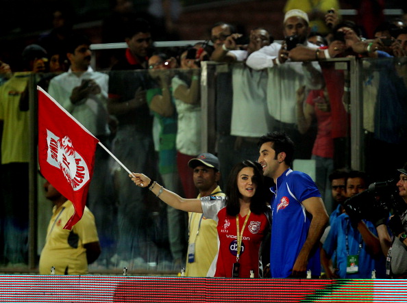 Preity Zinta cheering for her franchise Kings XI Punjab | GETTY