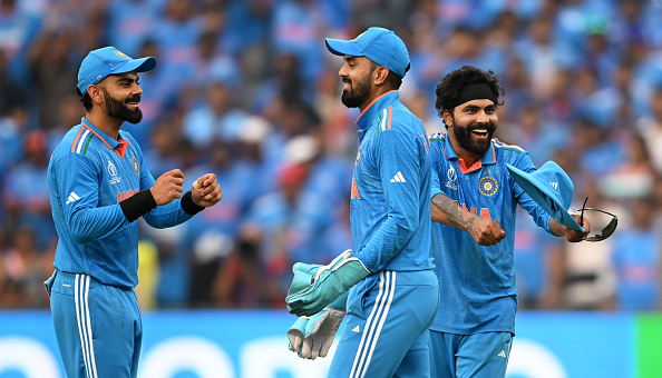 Jadeja signaling for the medal after taking Rahim's catch | Getty