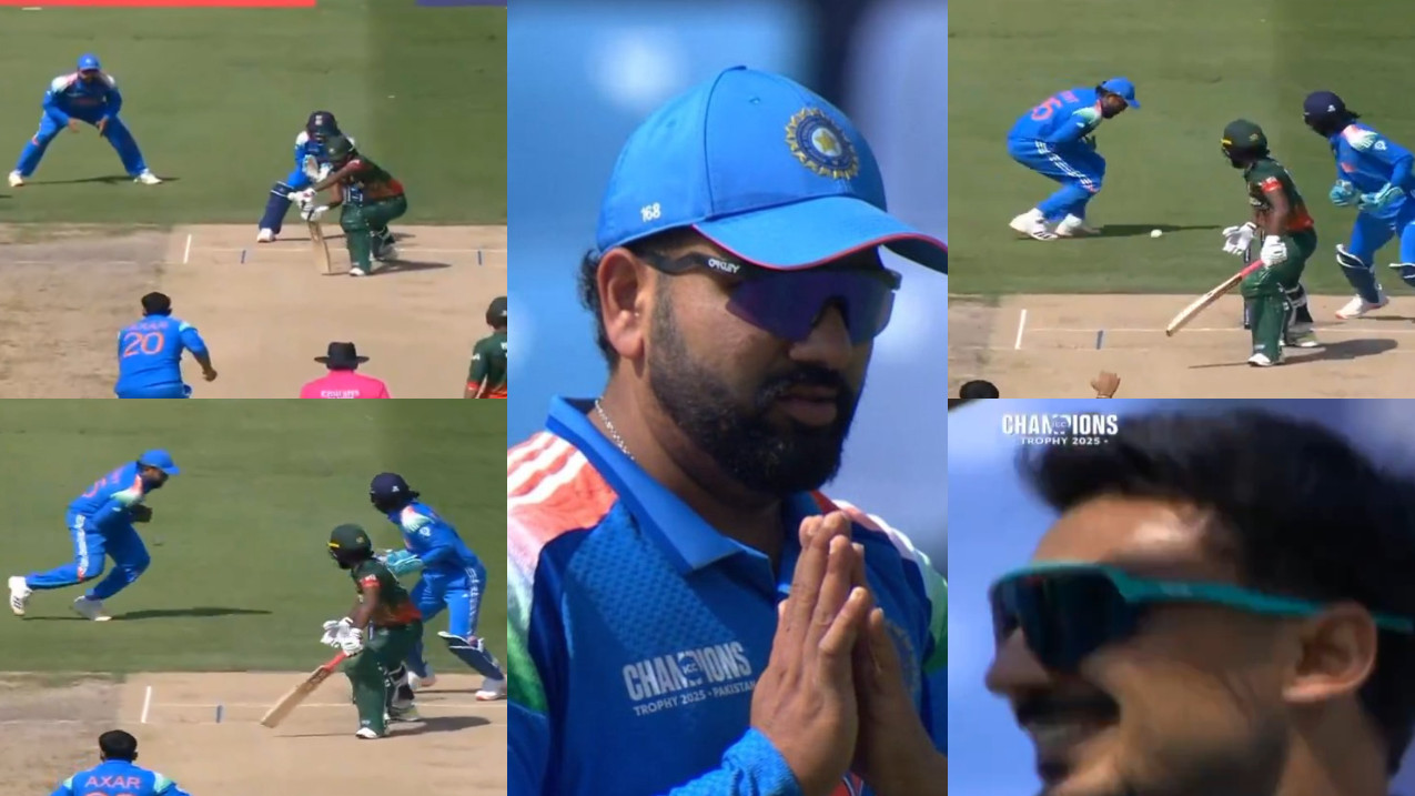 CT 2025: WATCH- Rohit Sharma apologizes after dropping the catch that robbed Axar Patel of a hat-trick