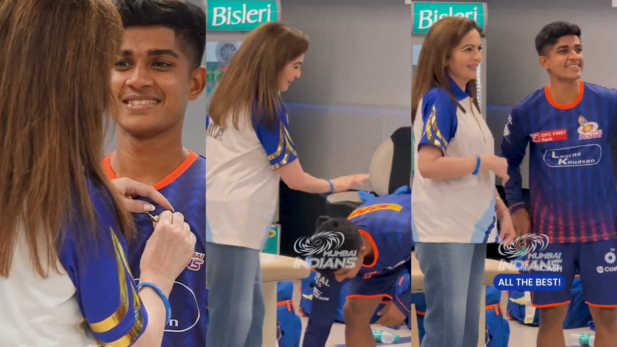 IPL 2025: WATCH- “I never thought”- Vignesh Puthur thanks MI franchise; touches Nita Ambani’s feet after ‘best bowler’ award