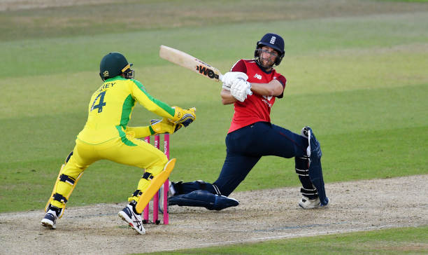 Dawid Malan playing a shot during the second T20I match against Australia in Southampton. (Photo - Getty Images)