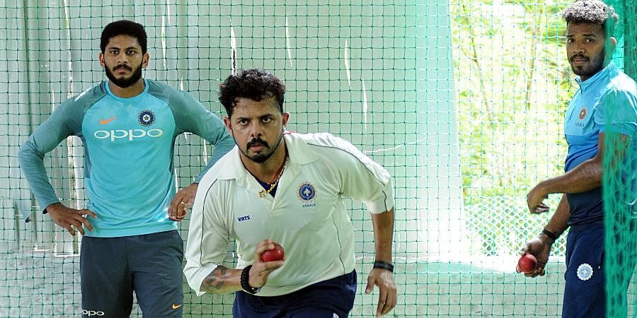 Sreesanth bowls at a Kerala net session 