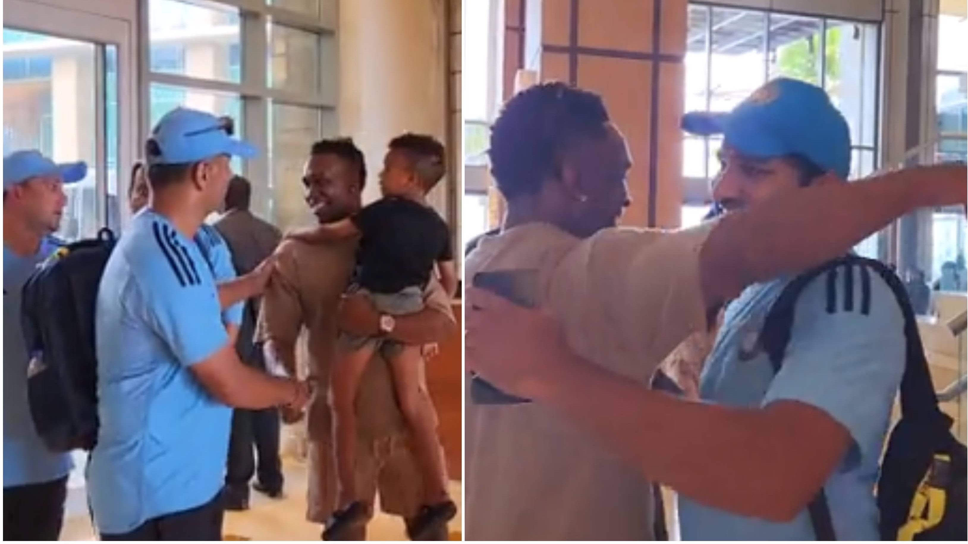 WI v IND 2023: WATCH – Team India greeted by Dwayne Bravo and his son ahead of third ODI in Trinidad