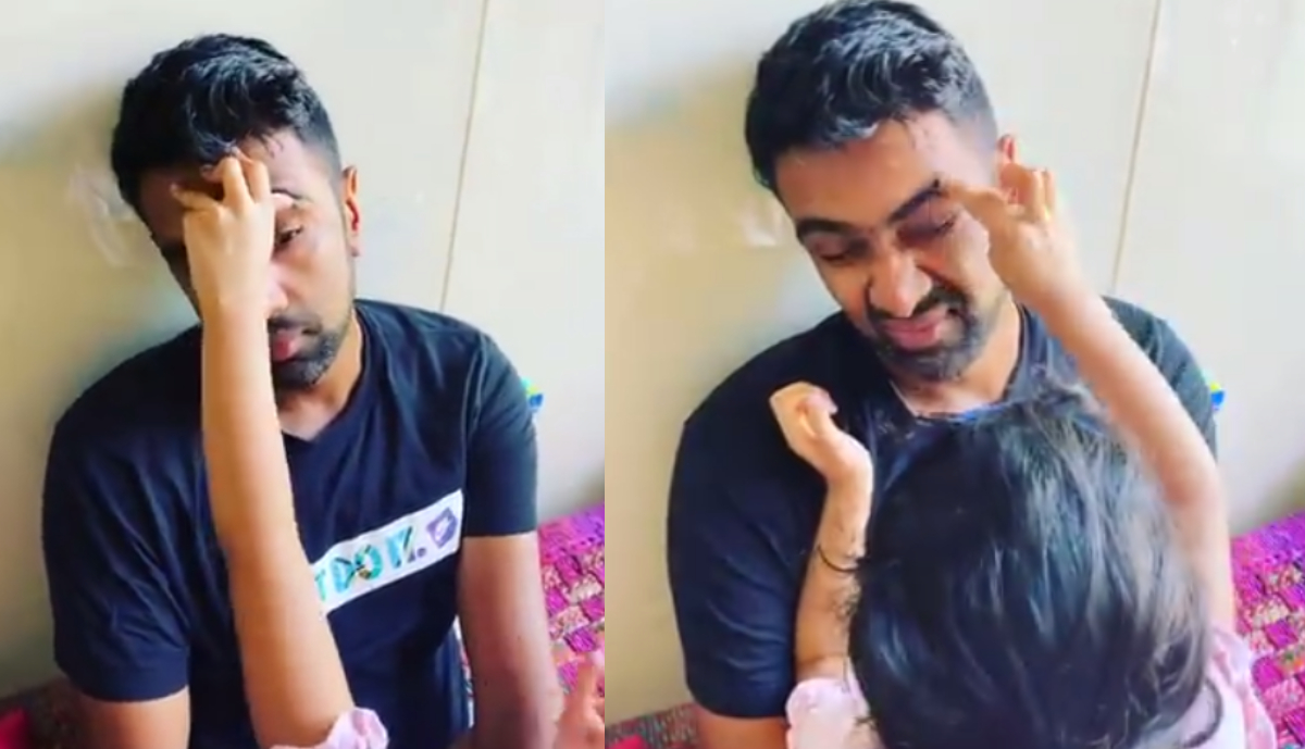 R Ashwin playing with his daughter | Instagram