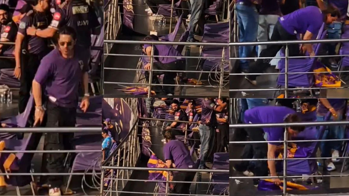 IPL 2024: WATCH- Shah Rukh Khan picks up discarded KKR flags in stands after LSG match; wins fans' hearts