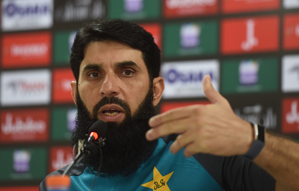 Misbah ul Haq addresses a press conference in Karachi on September 25 | Getty