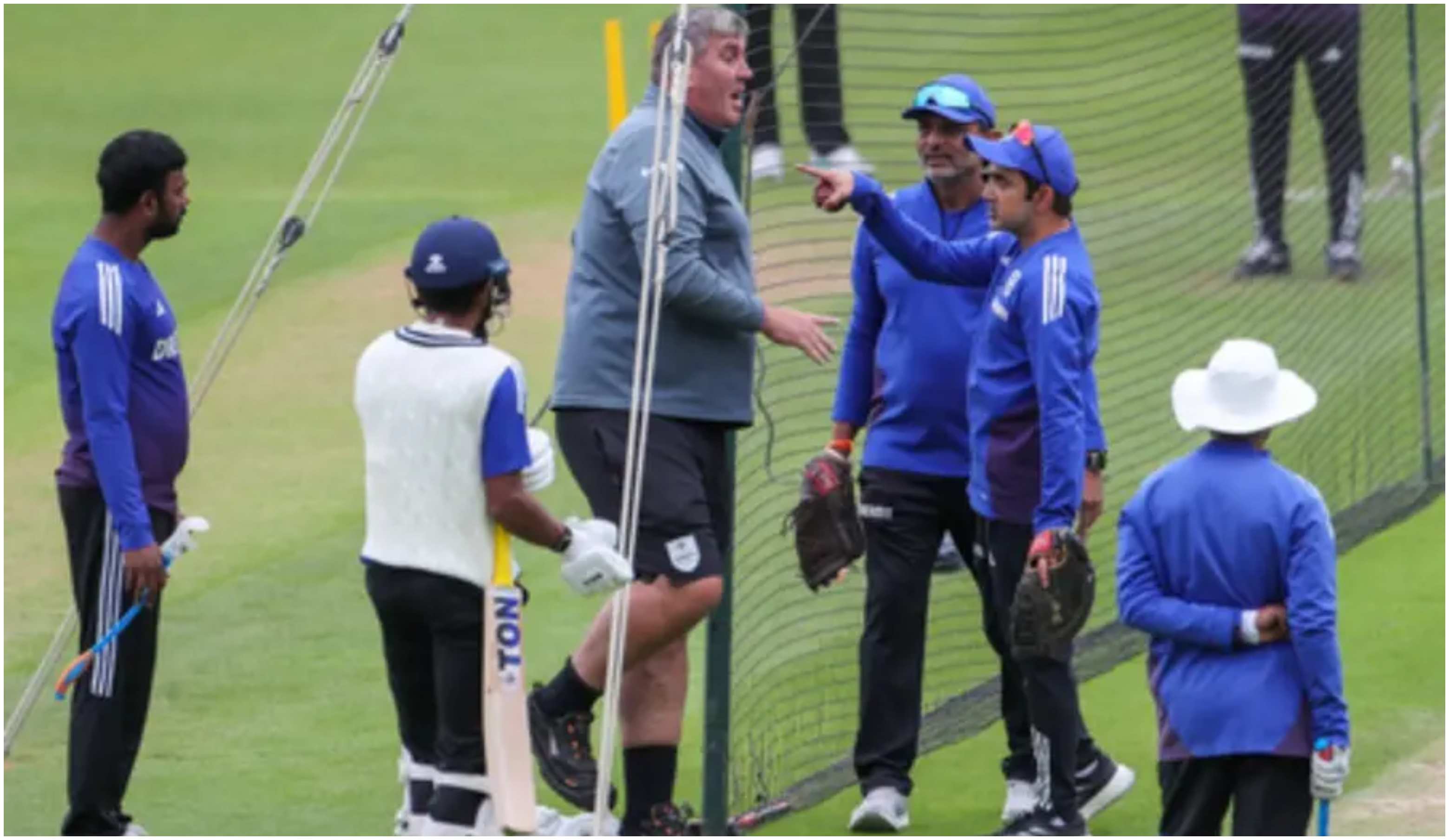 Indian coach Gautham Gambhir in an animated chat with Oval chief curator Lee Fortis | IANS