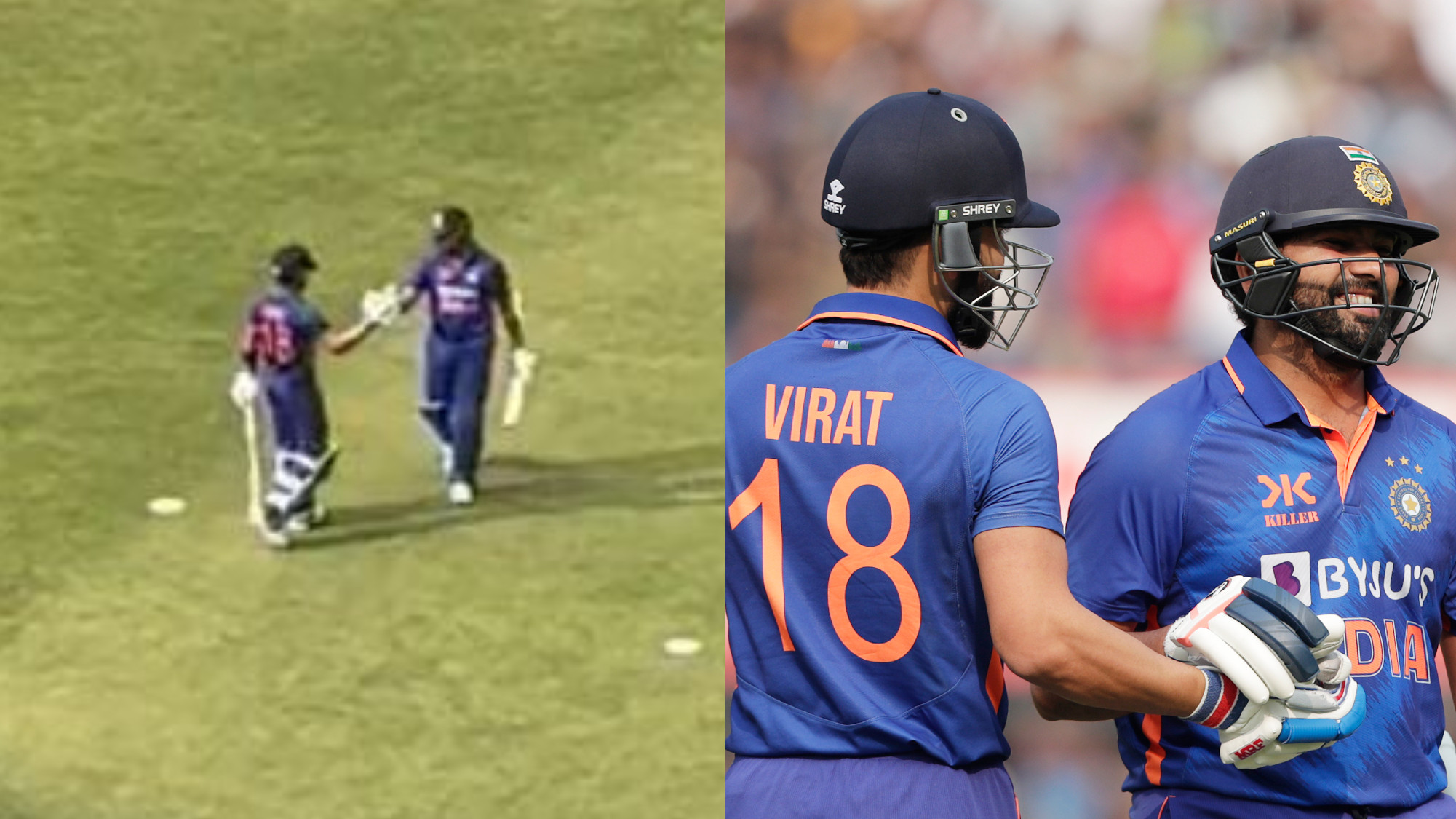 IND v NZ 2023: WATCH- Virat Kohli-Rohit Sharma bromance in middle as India skipper walks off after ton in Indore ODI