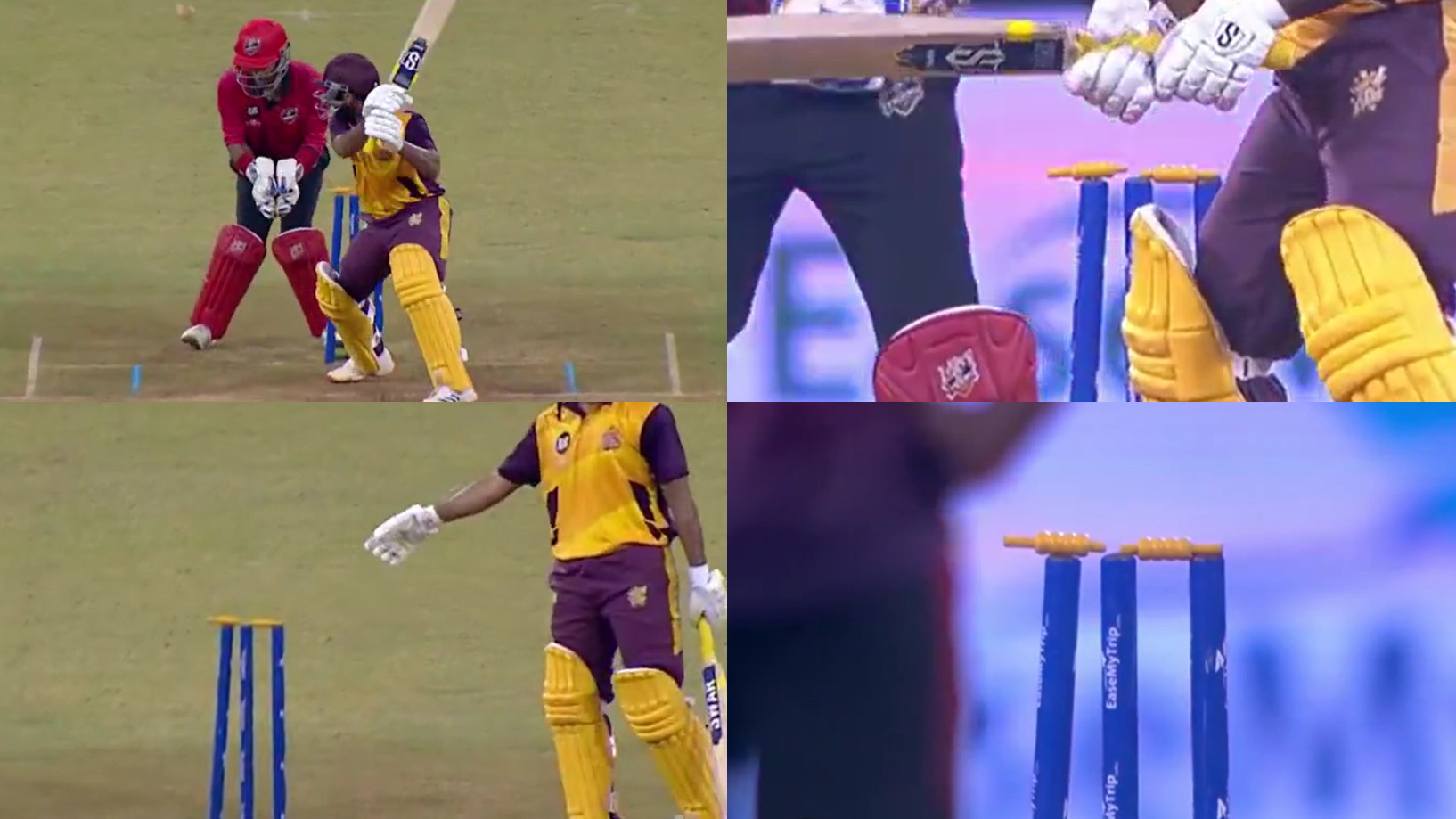 WATCH- Batter survives in unbelievable way as bails remain lodged on stumps despite rattling the timber