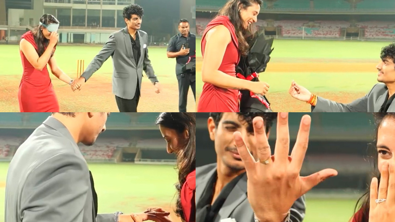 WATCH- “She said yes”- Palash Muchhal shares video of him proposing to Smriti Mandhana  