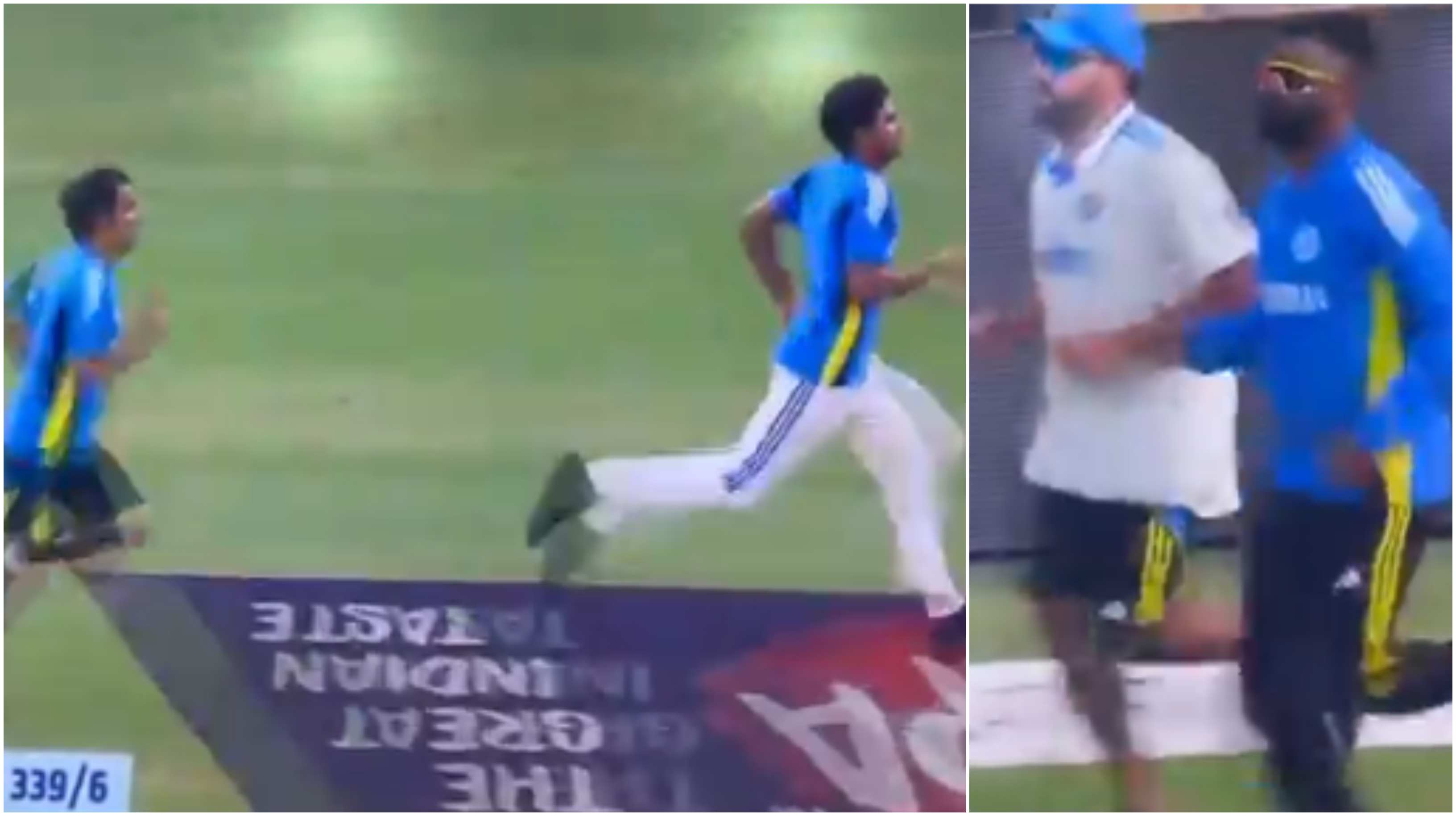 Gautam Gambhir, Shubman Gill and Rohit Sharma returned to action action after stumps | Screengrab