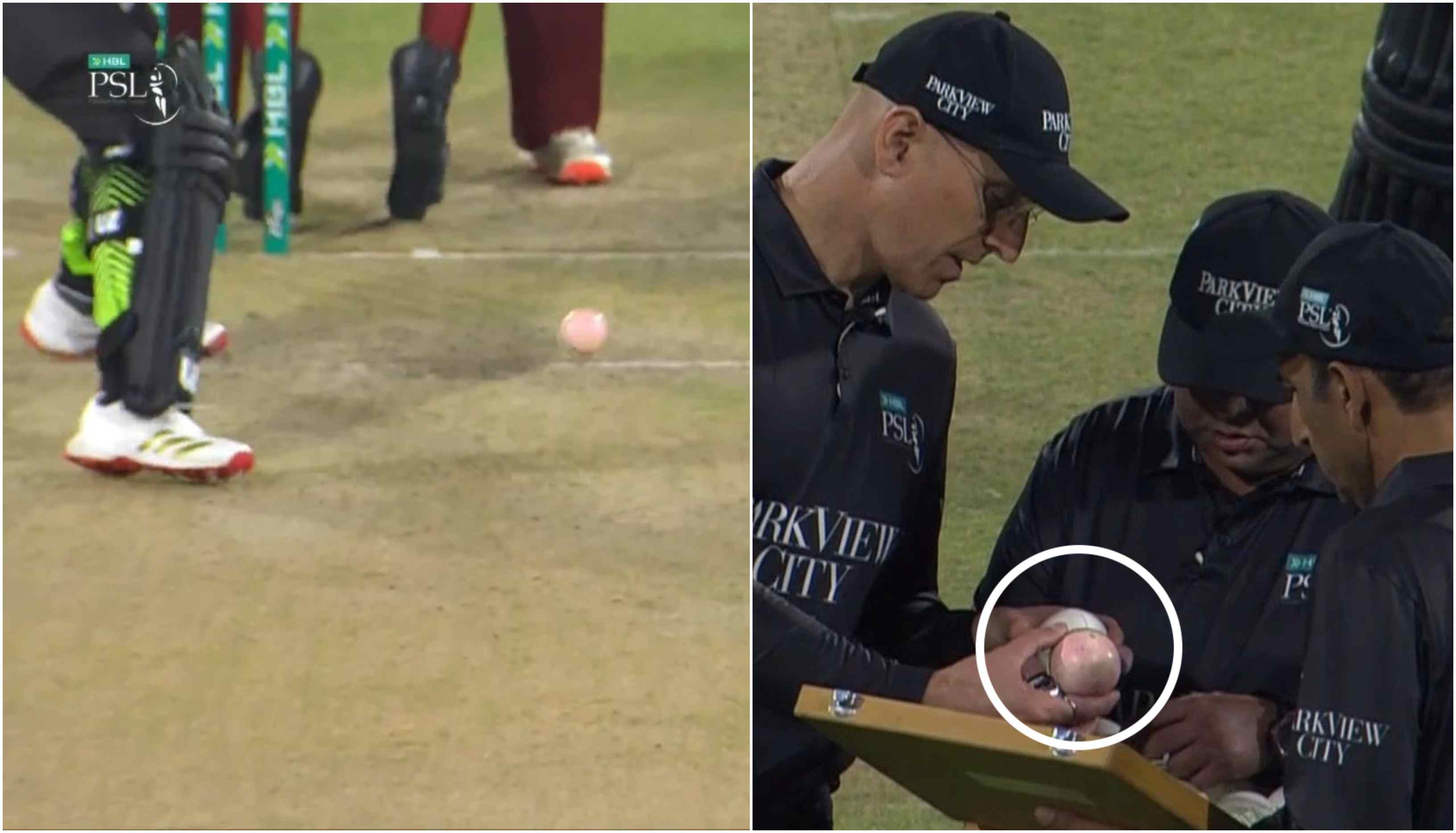 The ball turned pink after Hyderabad franchise's kits left its color on the ball | X
