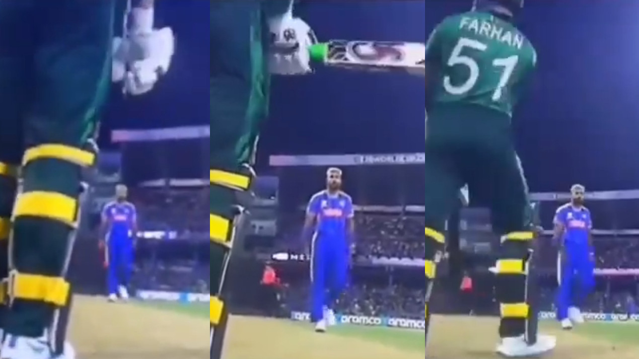 T20 World Cup 2026: WATCH- Hardik Pandya’s aura farming moment as he stares at Sahibzada Farhan during his dismissal