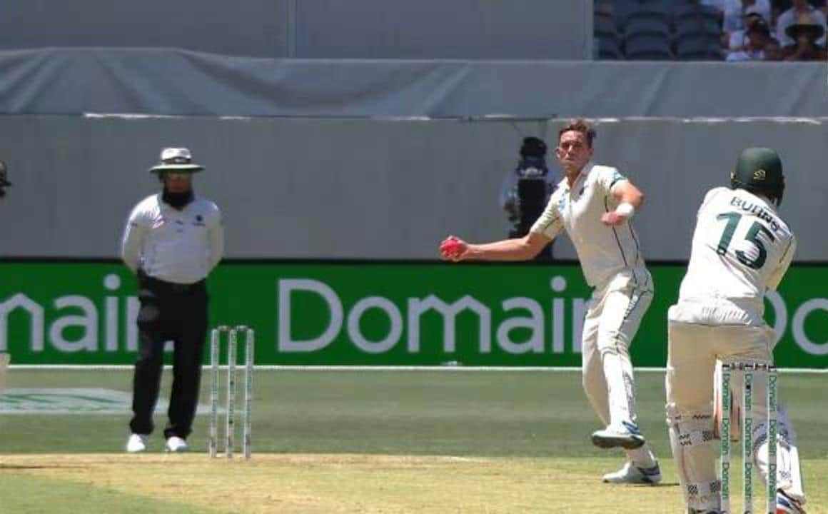 Southee unleashed a throw at the stumps which struck Burns | Twitter