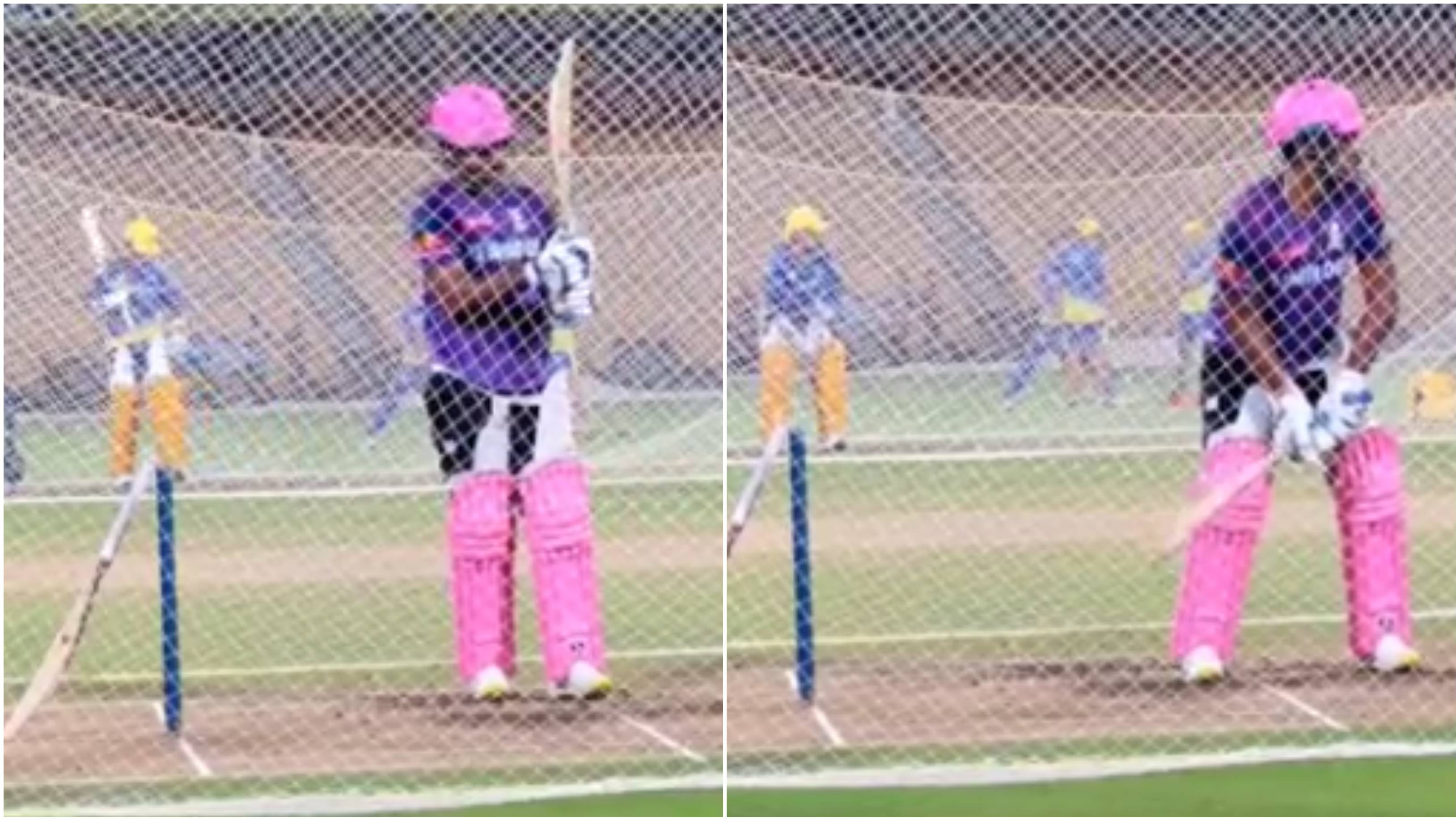 IPL 2023: WATCH – MS Dhoni, Sanju Samson captured in one frame while batting in nets ahead of CSK-RR clash