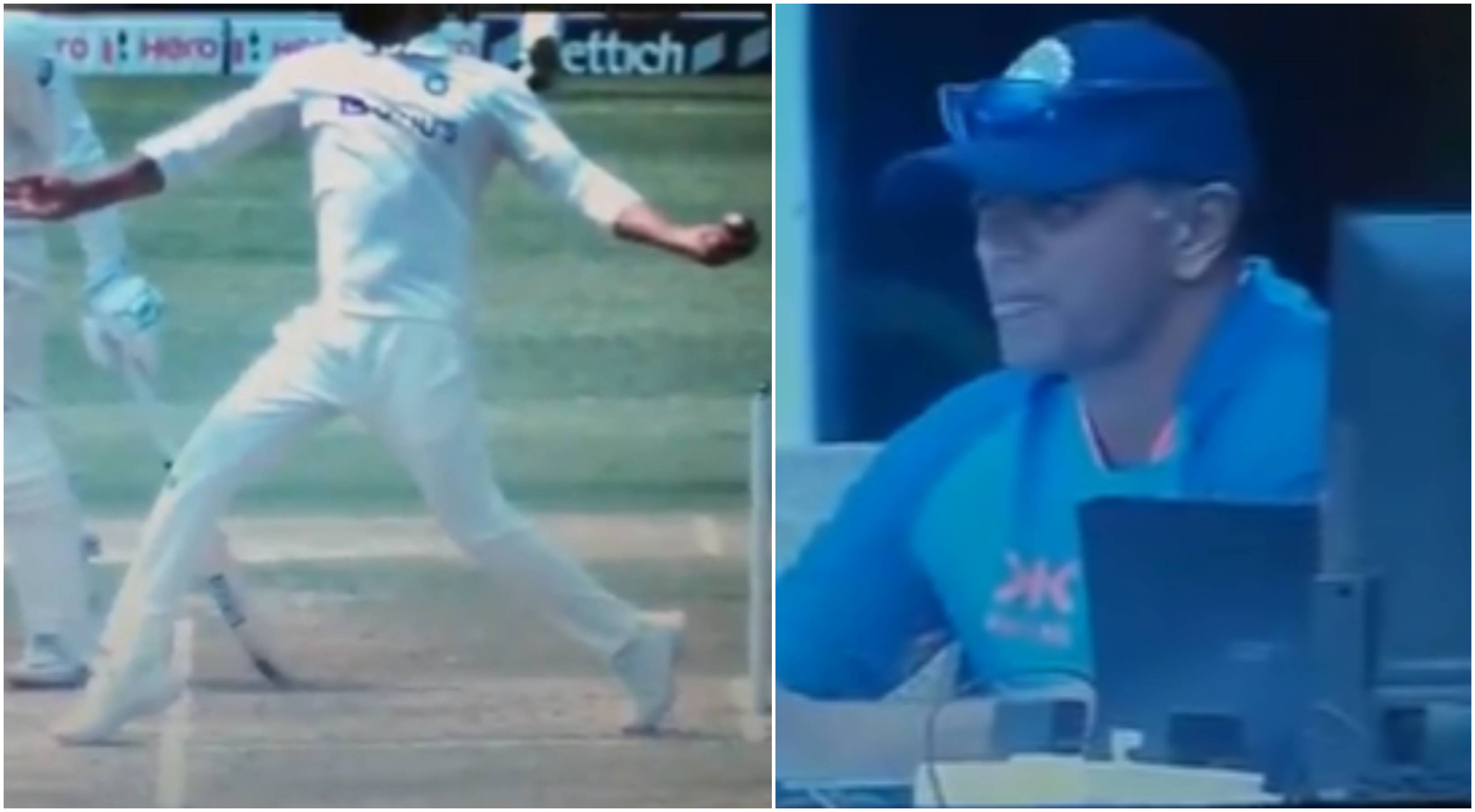 Dravid was seen shaking his head in disbelief after Jadeja's no ball | Screengrab