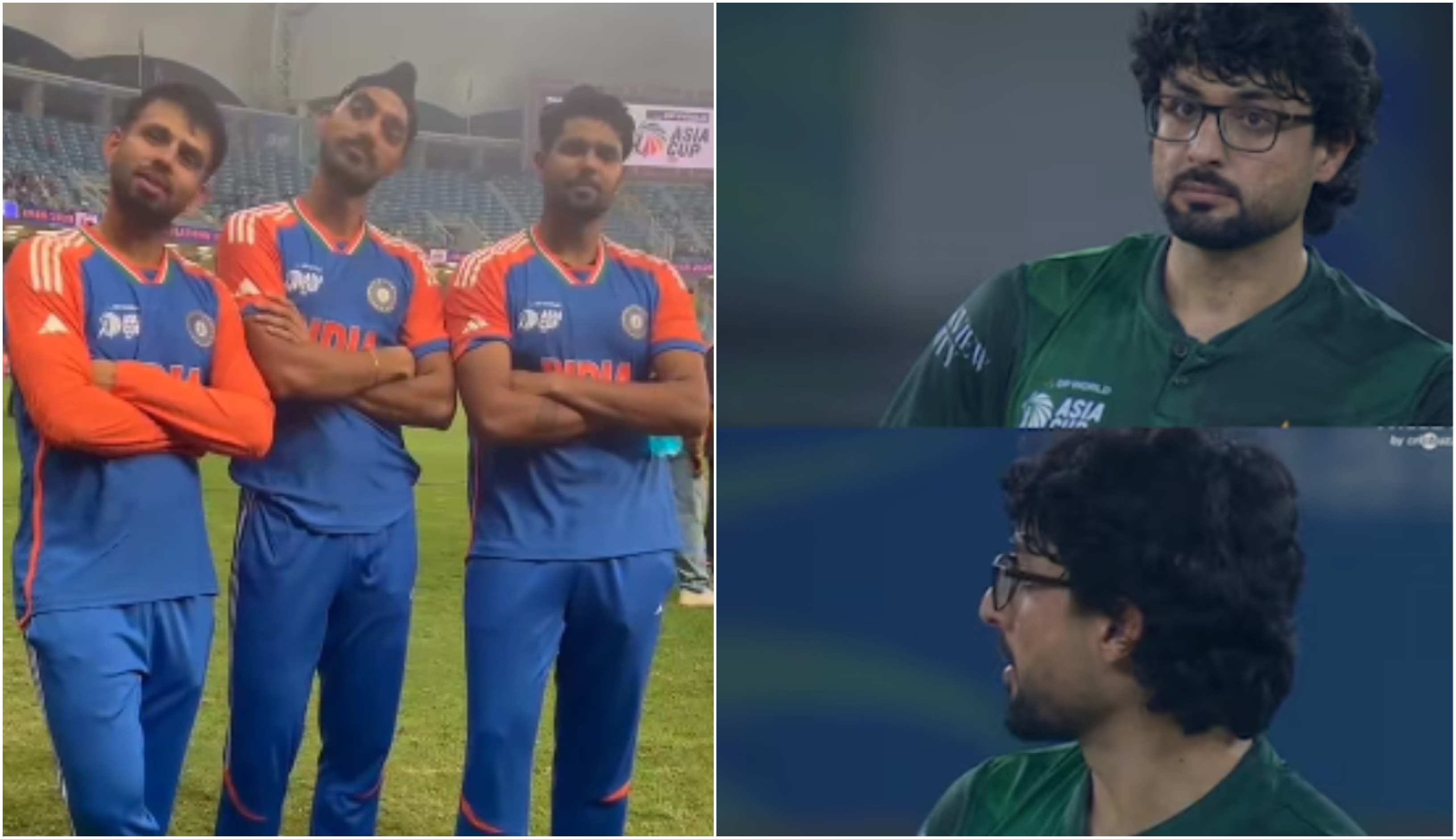 Indian players mocking Abrar Ahmed’s celebration | Screengrabs
