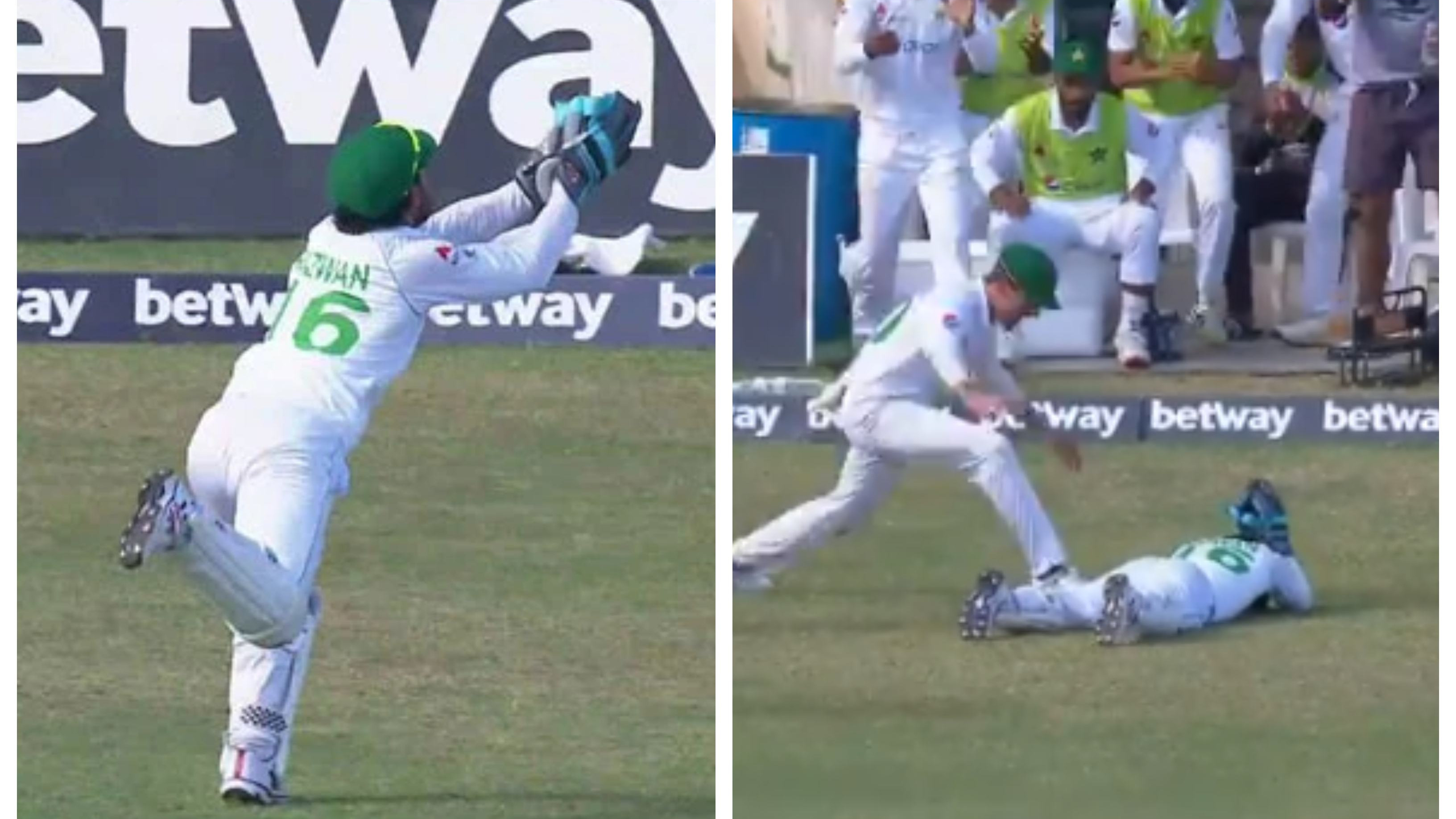WI v PAK 2021: WATCH – Mohammad Rizwan sprints back and takes an insane catch during first Test