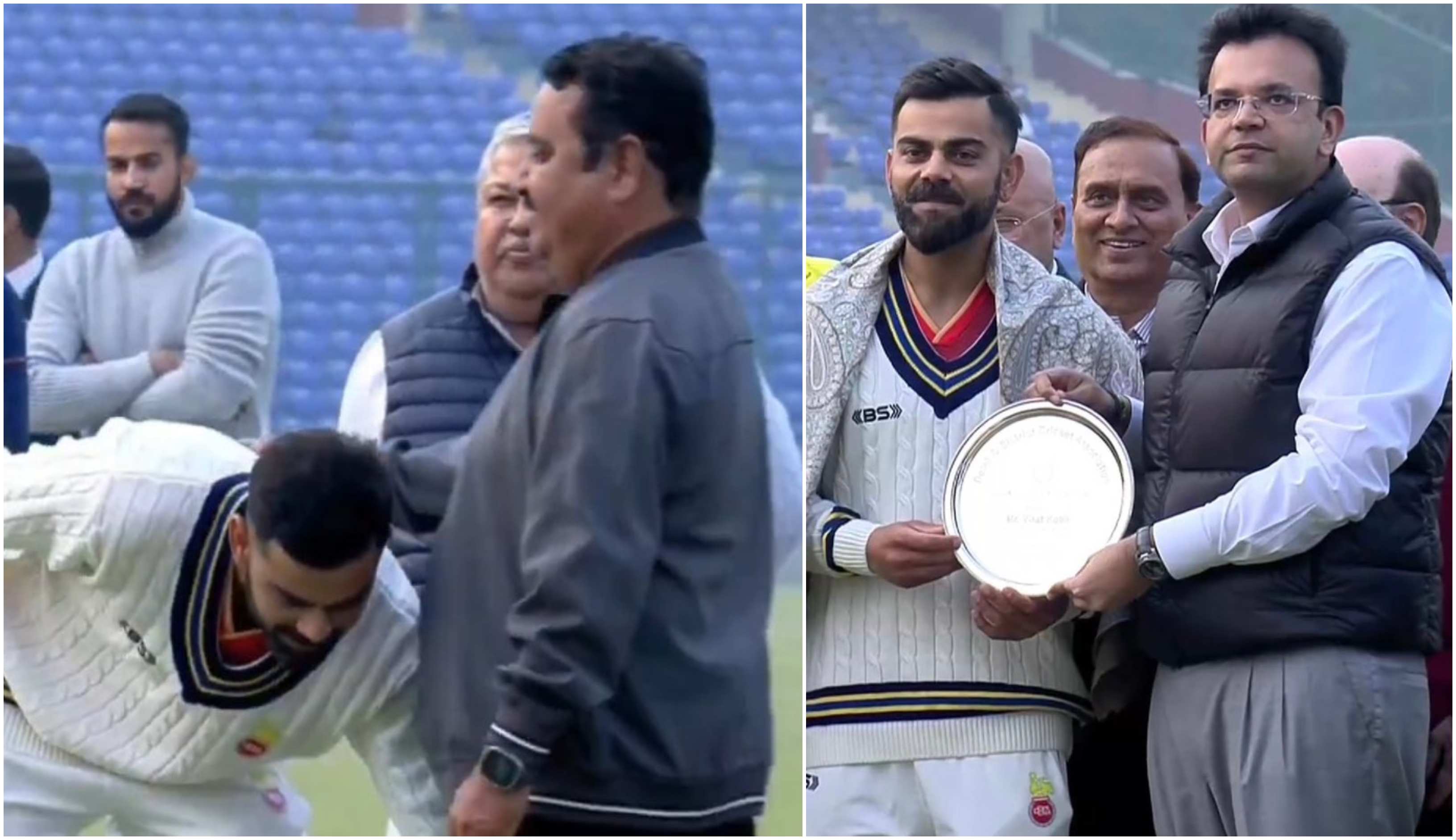 Virat Kohli and coach Rajkumar Sharma at Arun Jaitley Stadium | JioCinema