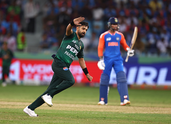 Haris Rauf does airplane celebration after dismissing Samson | Getty