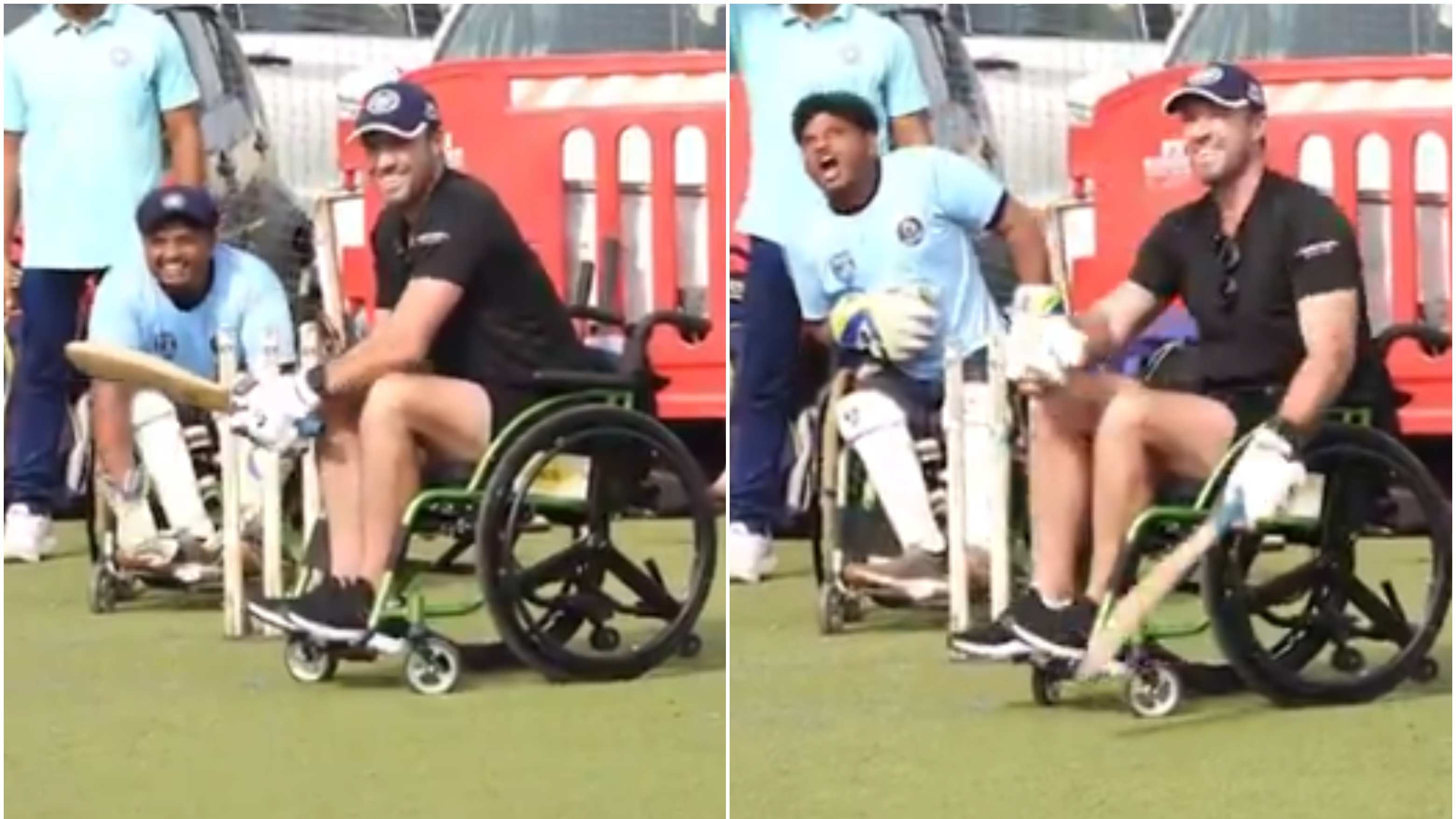 WATCH: AB de Villiers delights fans by playing wheelchair cricket with Mumbai team