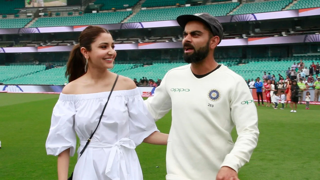 Anushka Sharma and VIrat Kohli after India won the 2018/19 BGT | Getty