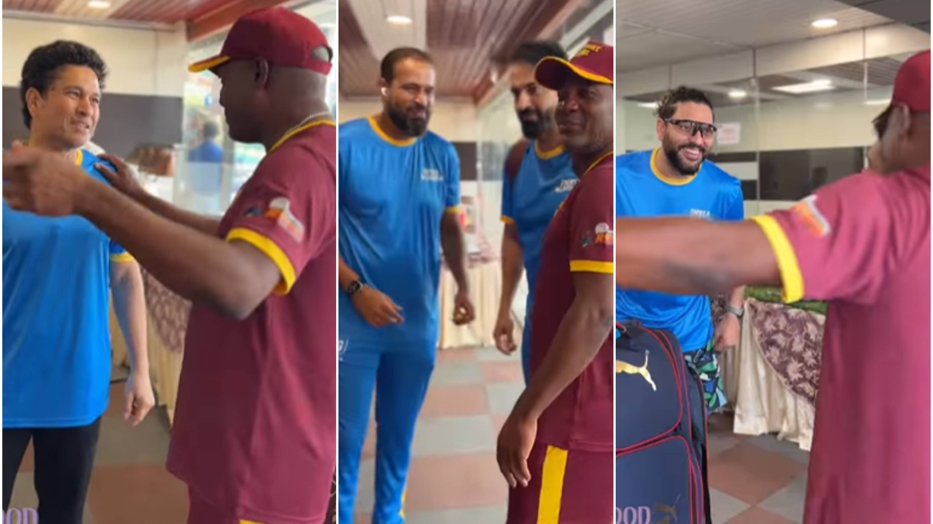 RSWS 2022: WATCH – Brian Lara meets Sachin Tendulkar and other players from India Legends squad ahead of the match