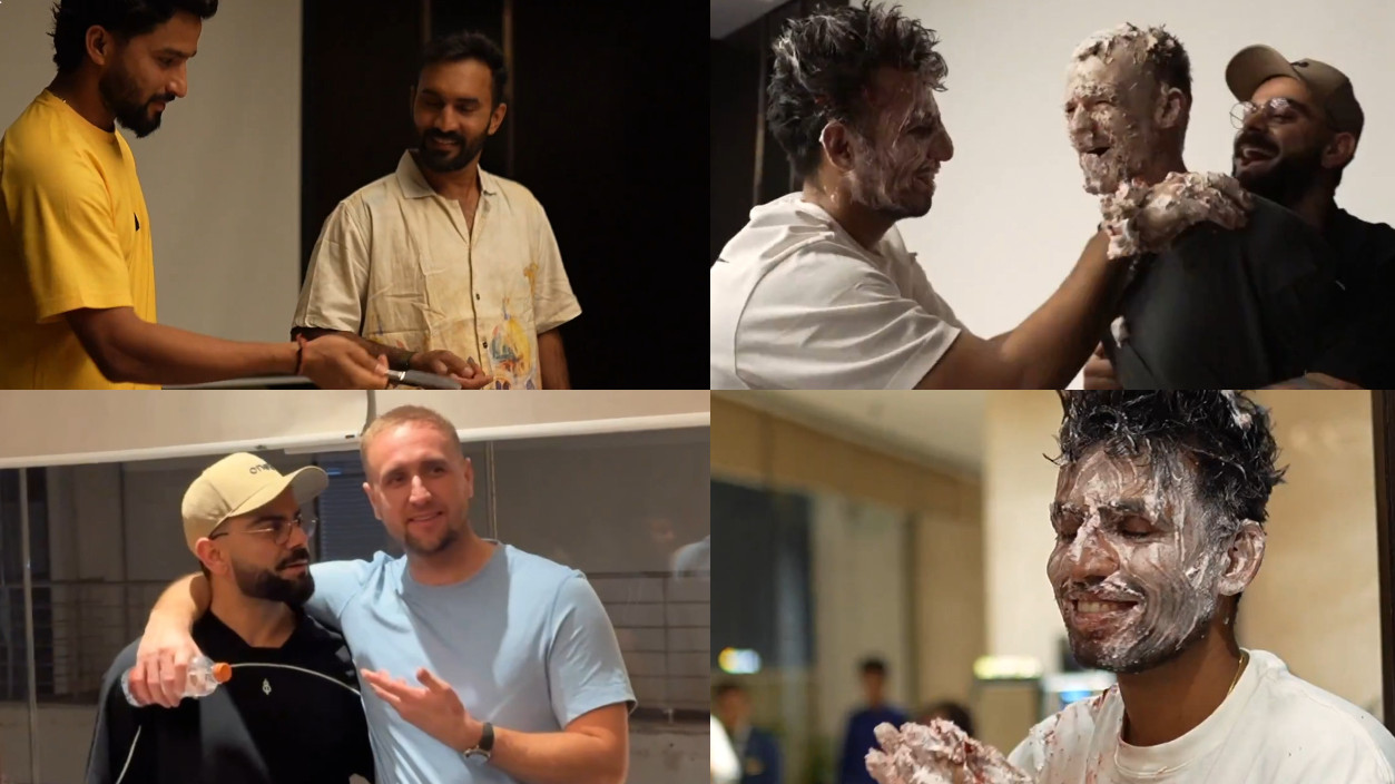 IPL 2025: WATCH- Jitesh Sharma’s hilarious refusal on being told to put cake on Virat Kohli after Karthik and Rajat’s celebration