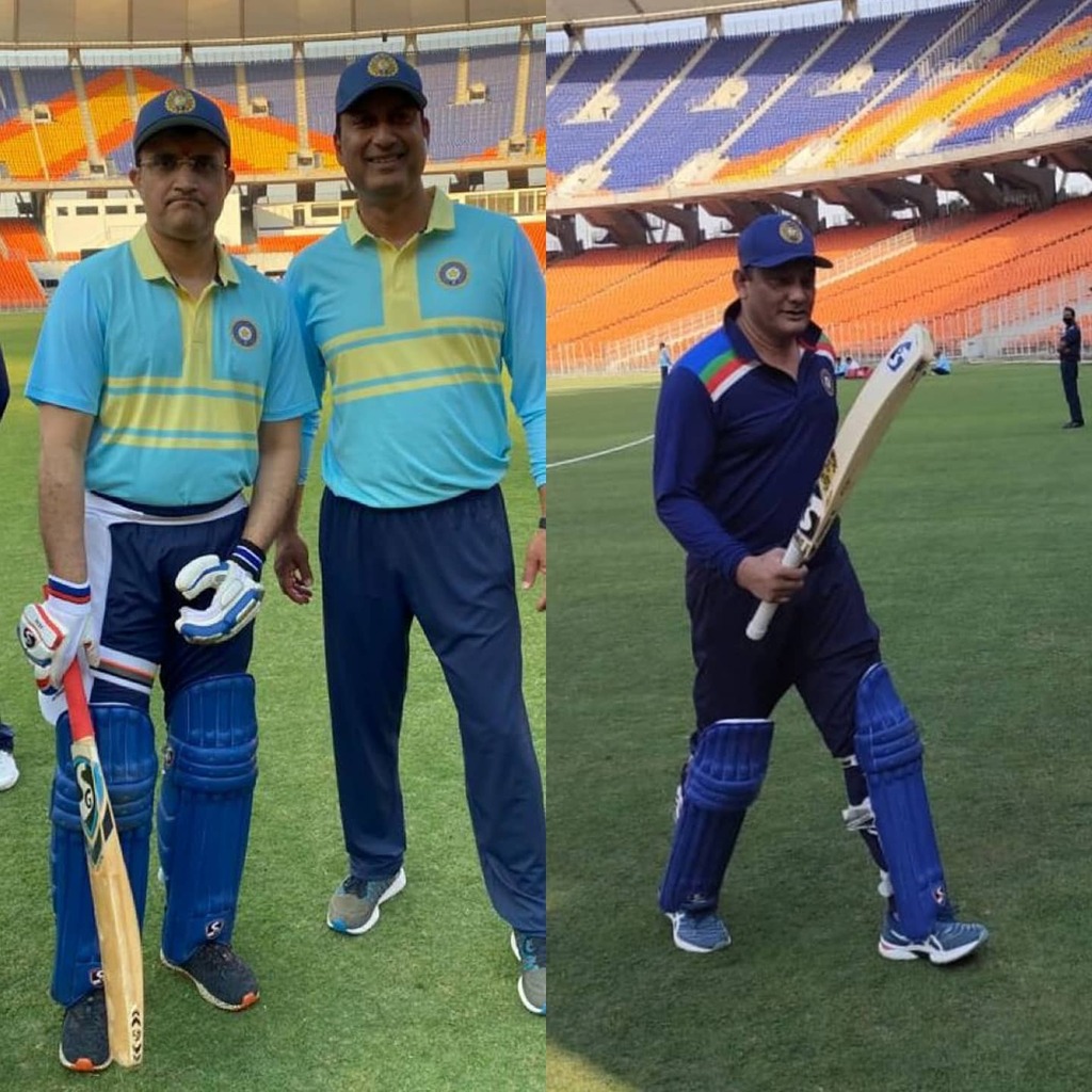 Sourav Ganguly and Mohammad Azharuddin during the friendly match | Twitter