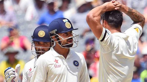 Virat gets in the face of Mitchell Johnson during the 2014-15 series | GETTY 