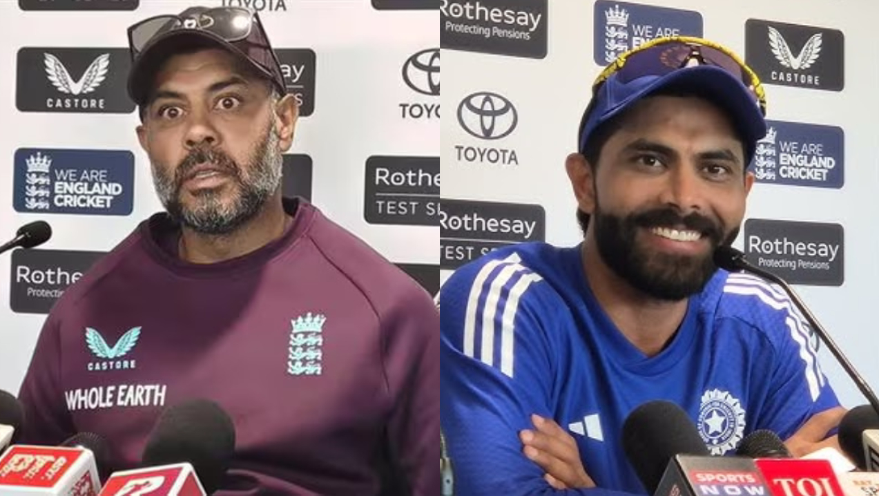 Jeetan Patel, England spin coach and India's Ravindra Jadeja | YouTube Screengrab