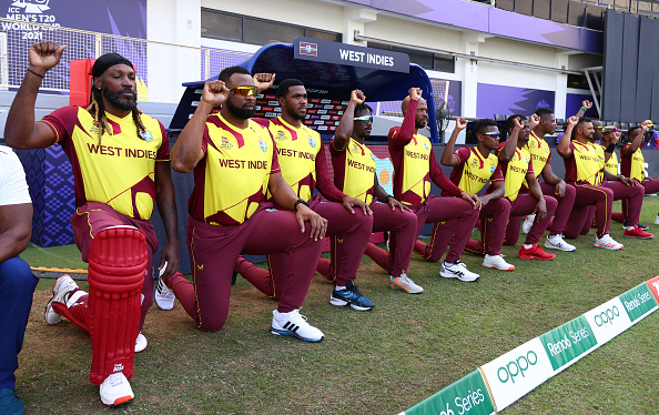 West Indies team took the knee before the game against South Africa | Getty