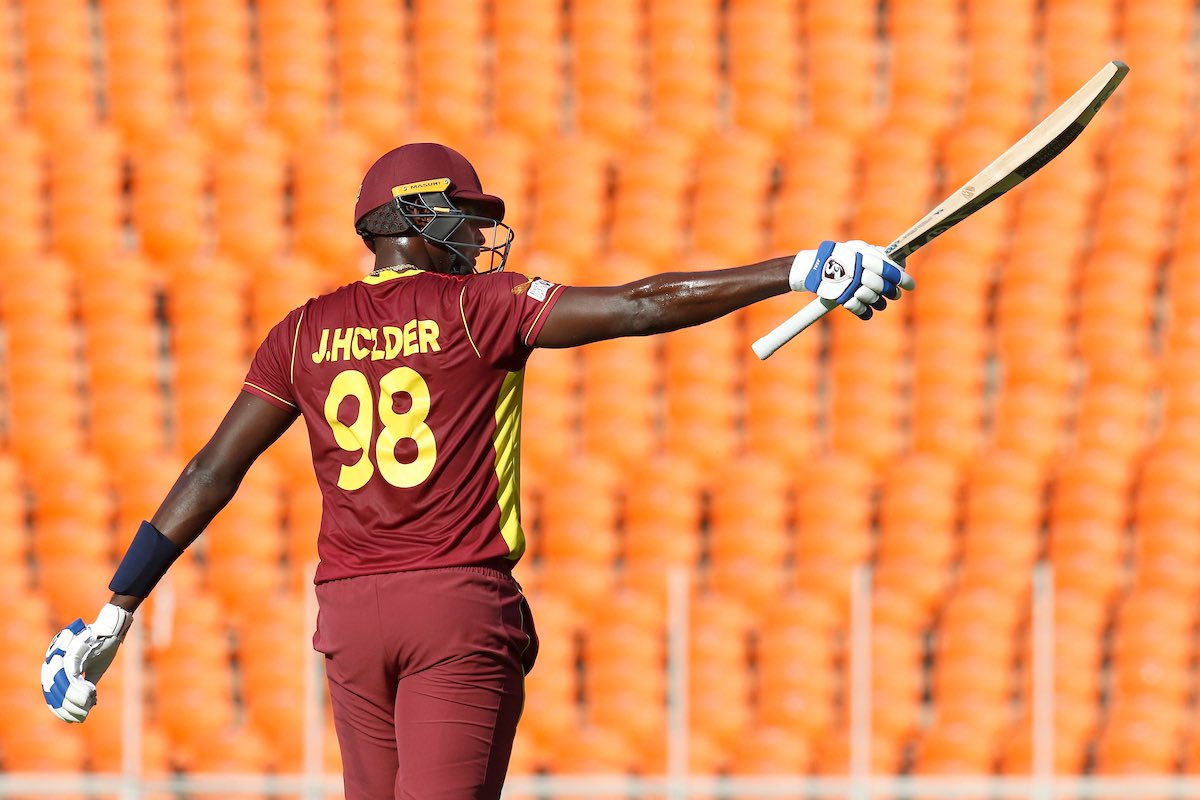 Jason Holder top-scored for WI with 57 in their final total of 176 in 1st ODI | CWI Twitter