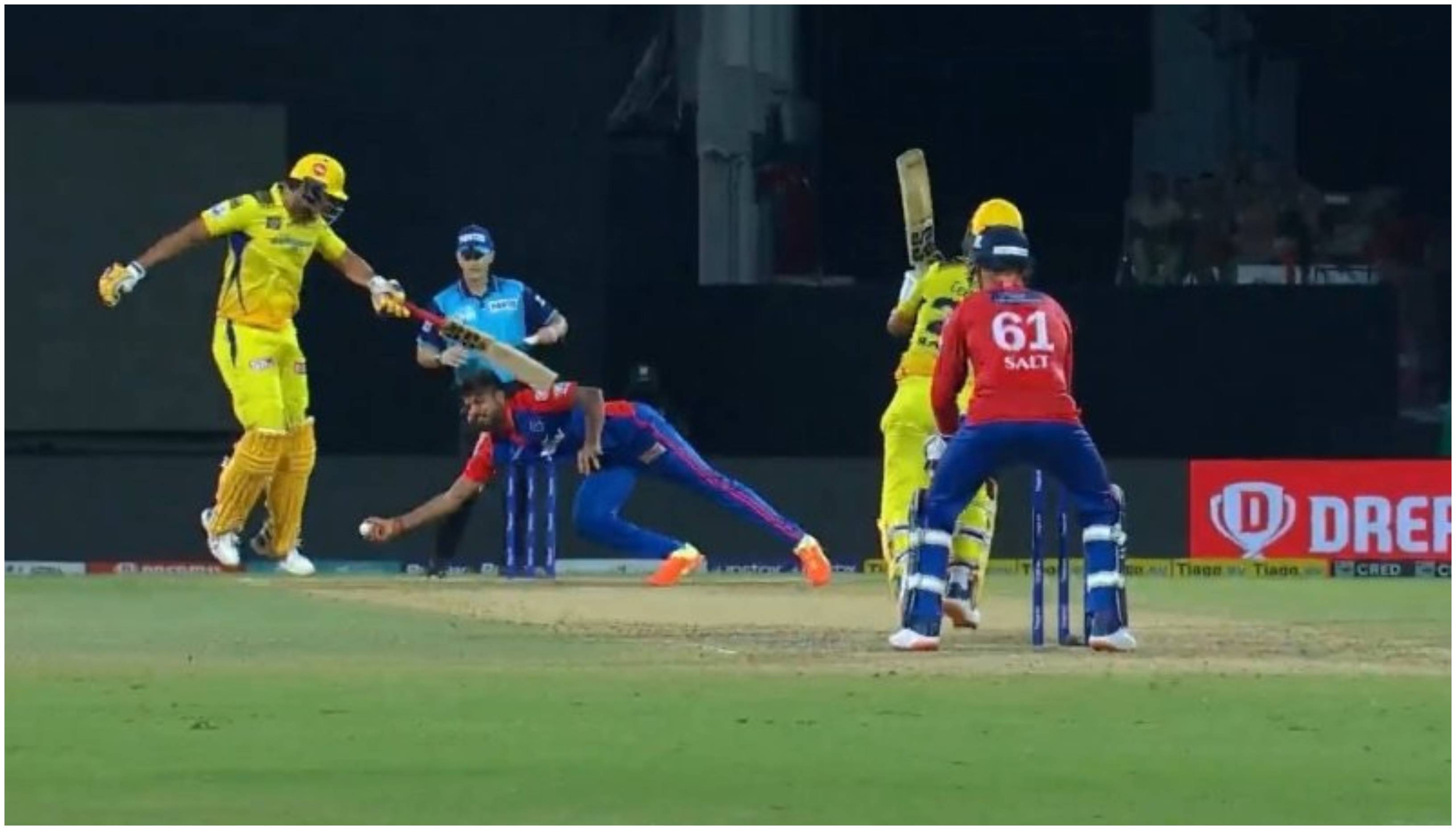 Lalit Yadav's incredible catch to dismiss Ajinkya Rahane | JioCinema/Screengrab