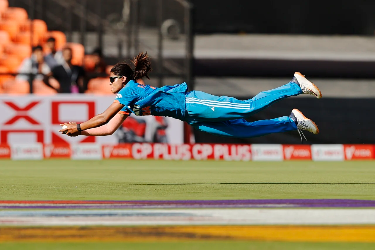 Radha Yadav takes an excellent catch | BCCI