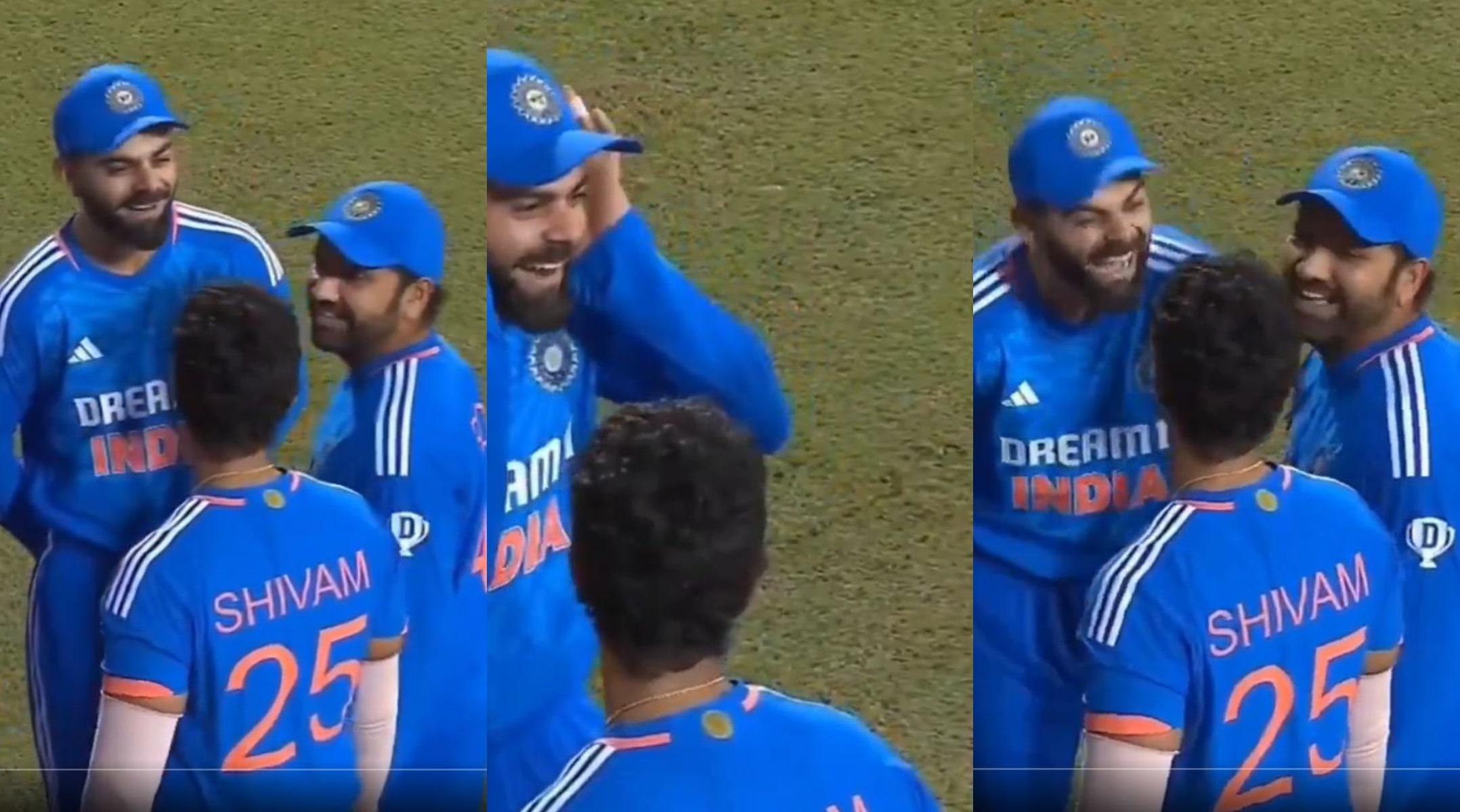 Kohli, Rohit and Dube joking during the 2nd T20I | X